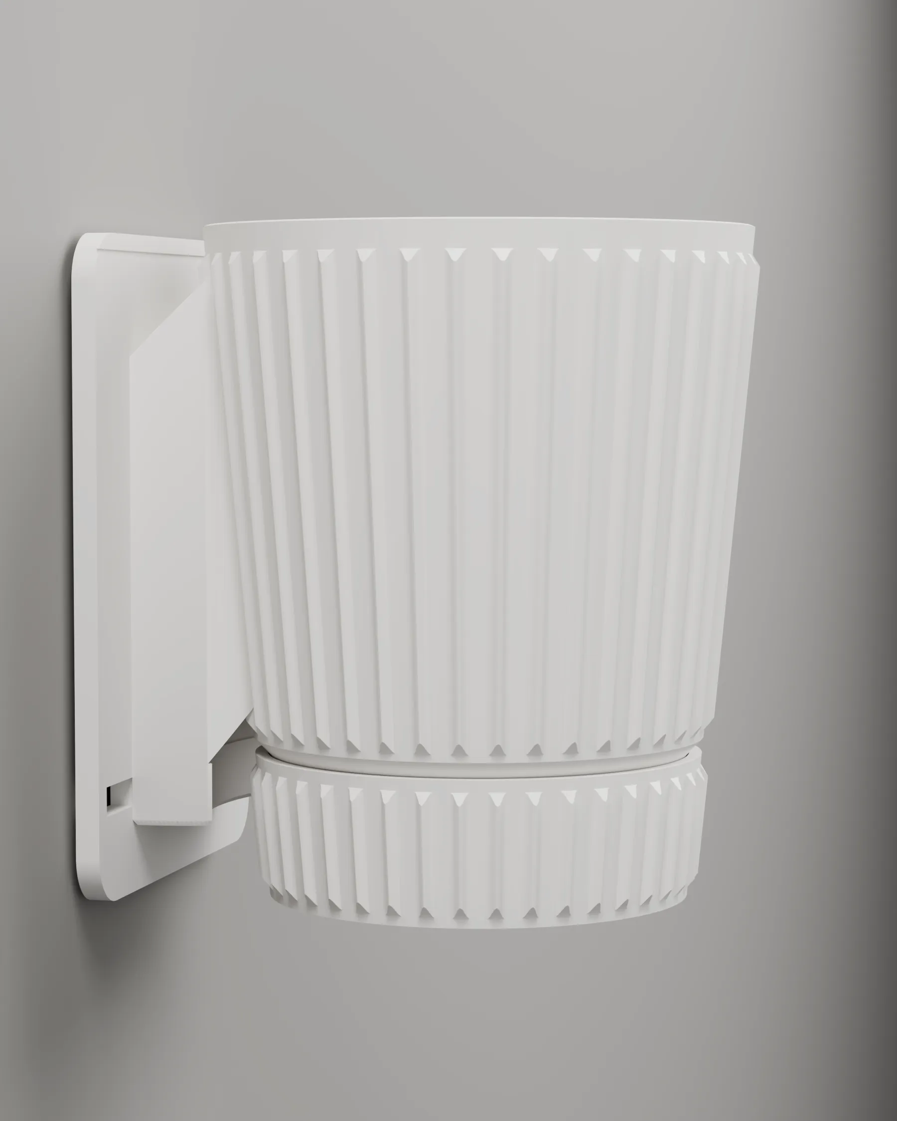 Doric Wall Planter mounted on a plain wall, seen from the side